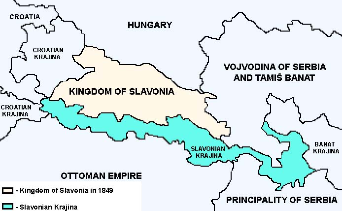 Map of Slavonia borders 1849