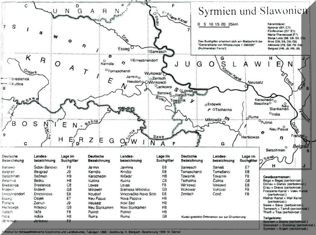 Map of Syrmien and Slavonia